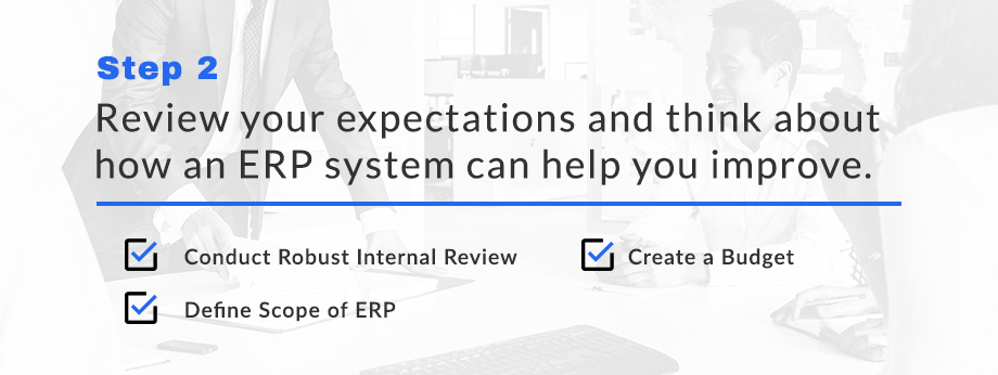 2. Review your expectations and think about how an ERP system can help you improve your company.