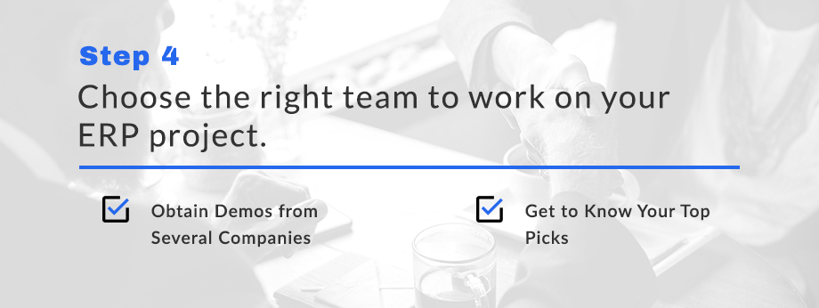 Step 4: Choose the right team to work on your ERP project.